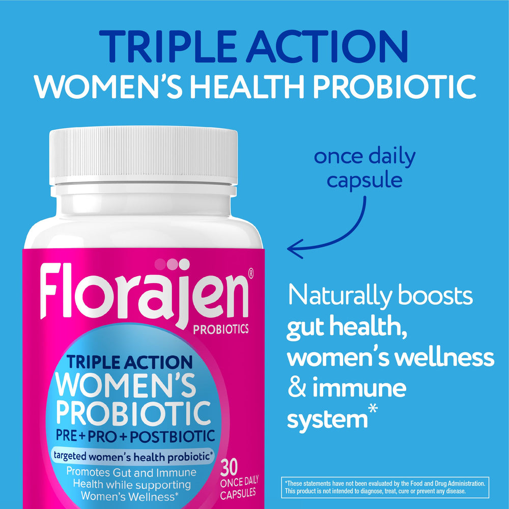 Florajen Women's Complete capsules poured into hand for easy daily use