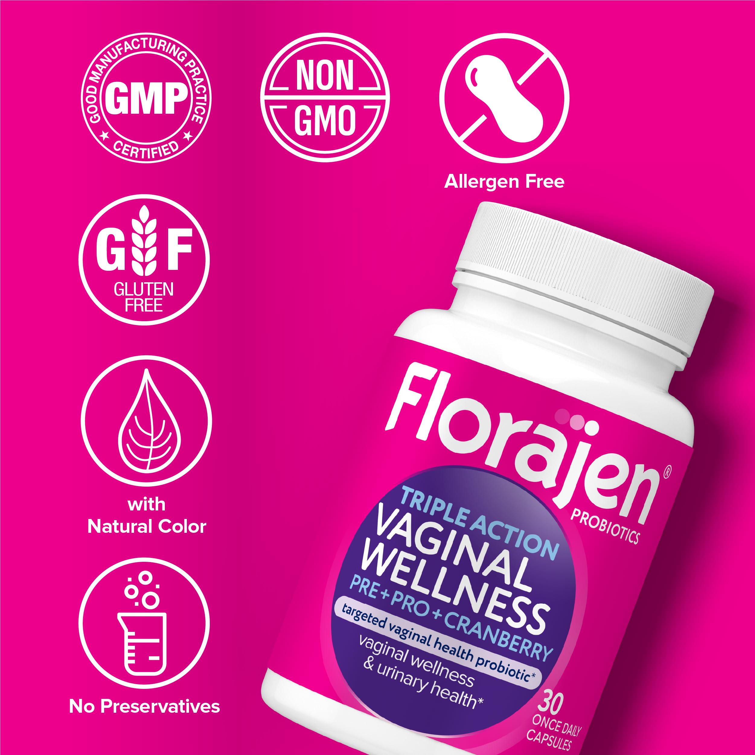 Florajen cranberry detail suggests added daily cranberry benefits.