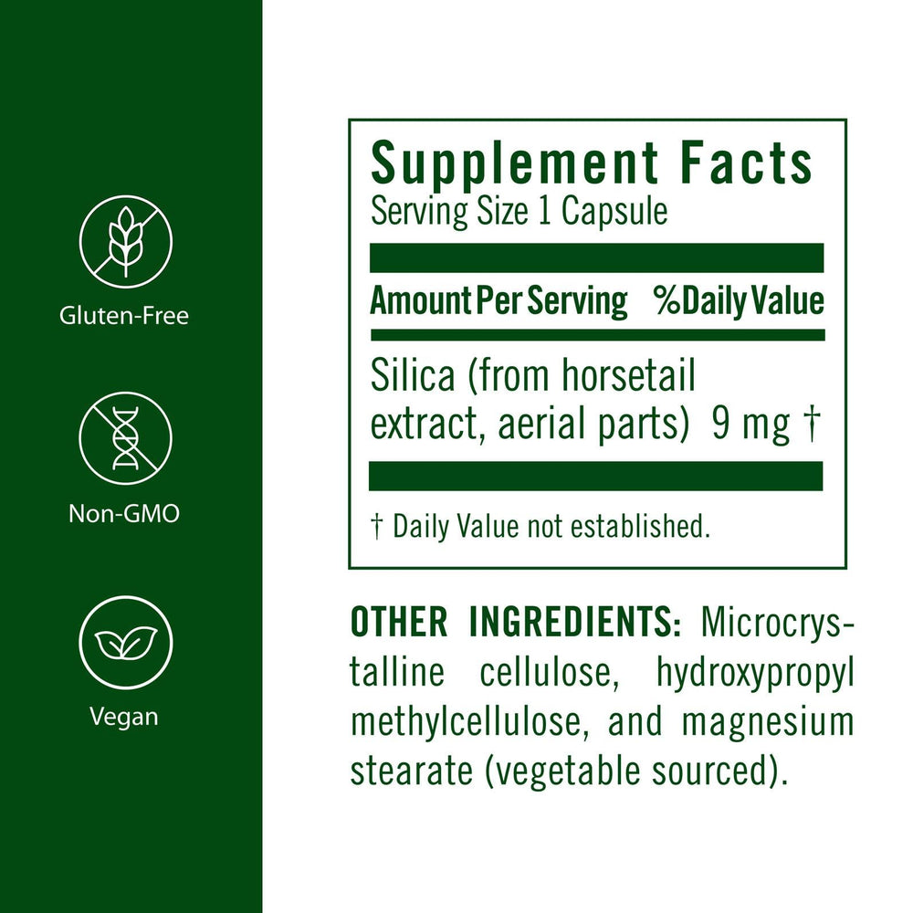FloraSil bottle featuring horsetail extract, a plant-based silica source.