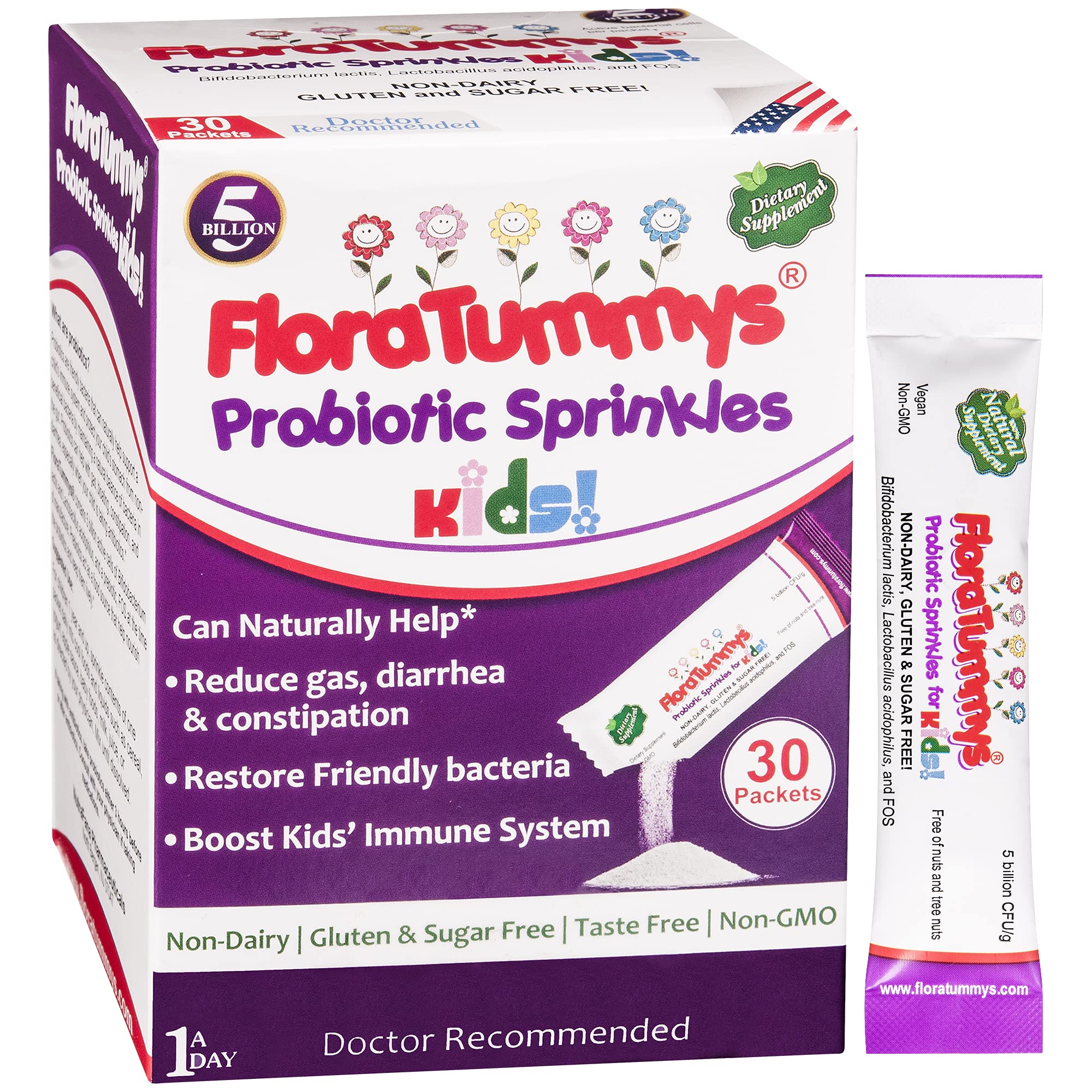 FloraTummys Kids Probiotics box for easy, everyday use.