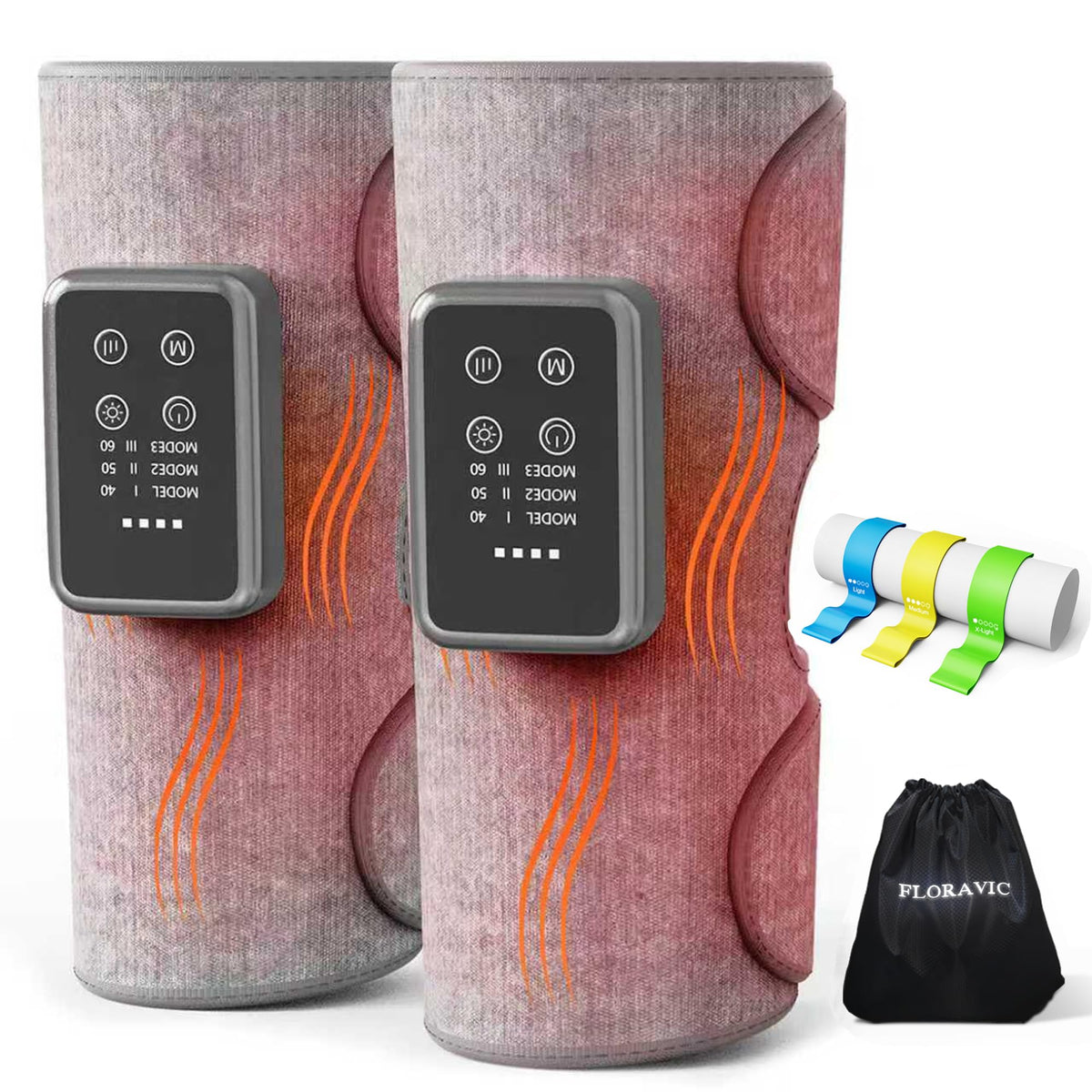 FloraVIC cordless leg massager in use on calves for targeted comfort after workouts.