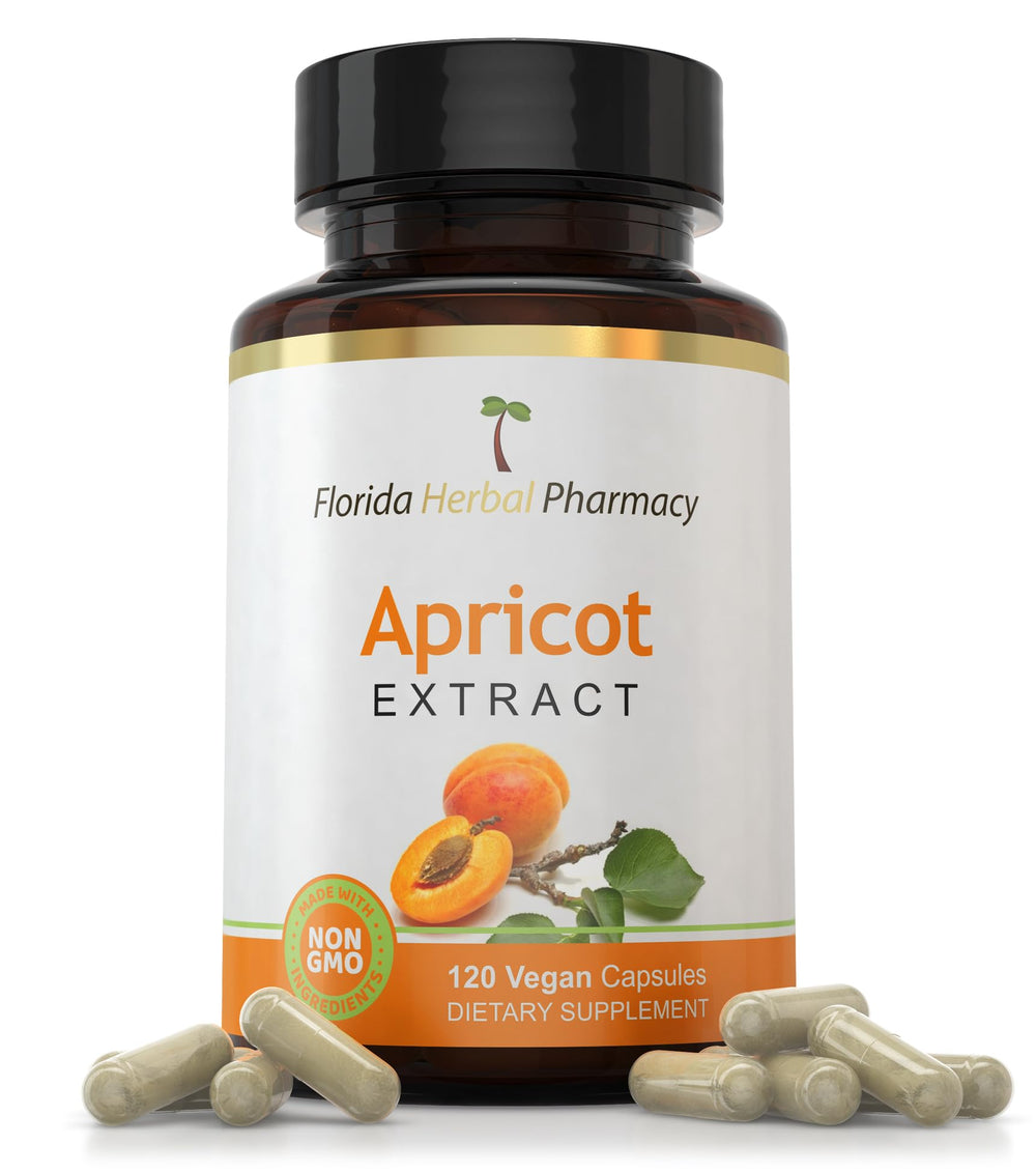 Florida Herbal Pharmacy apricot supplement bottle for daily use.