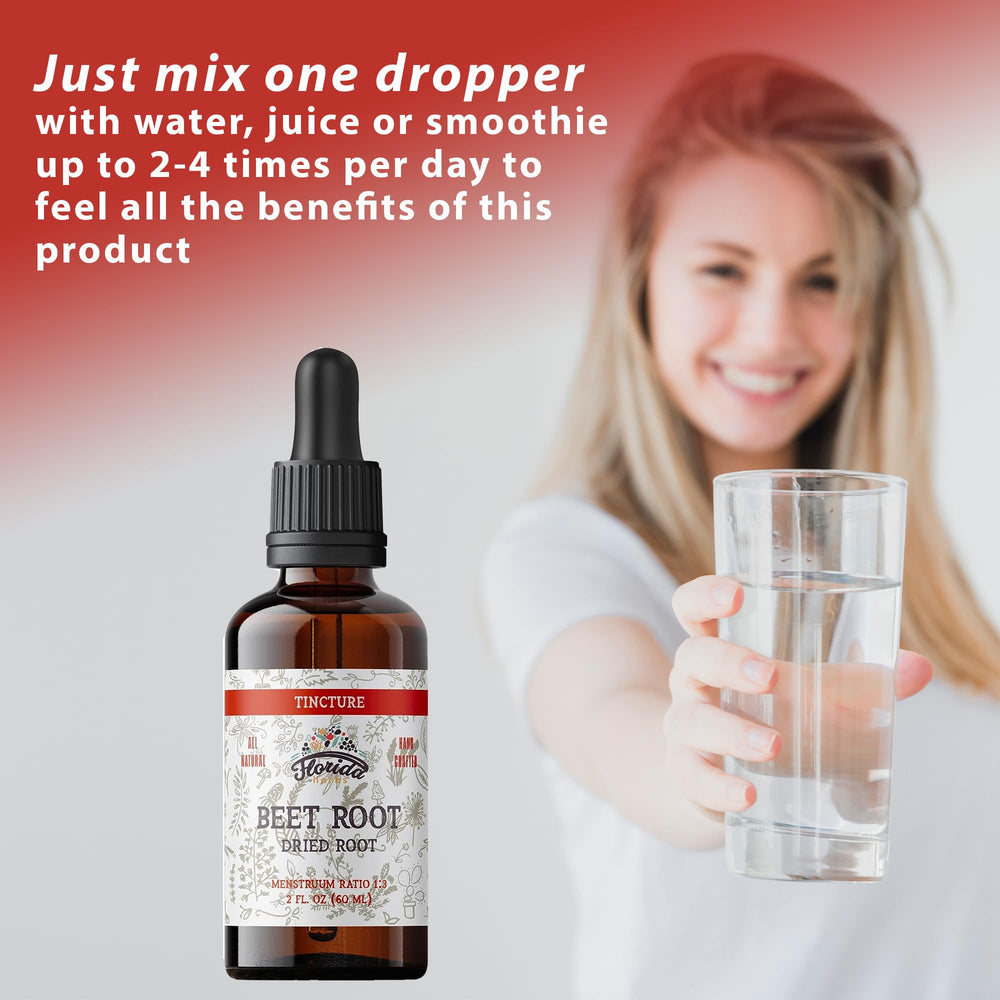 Florida Herbs Beet Root liquid drops ready to mix in water.