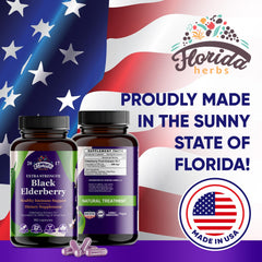 Florida Herbs bottle with pour-cap illustrating convenient daily dosing