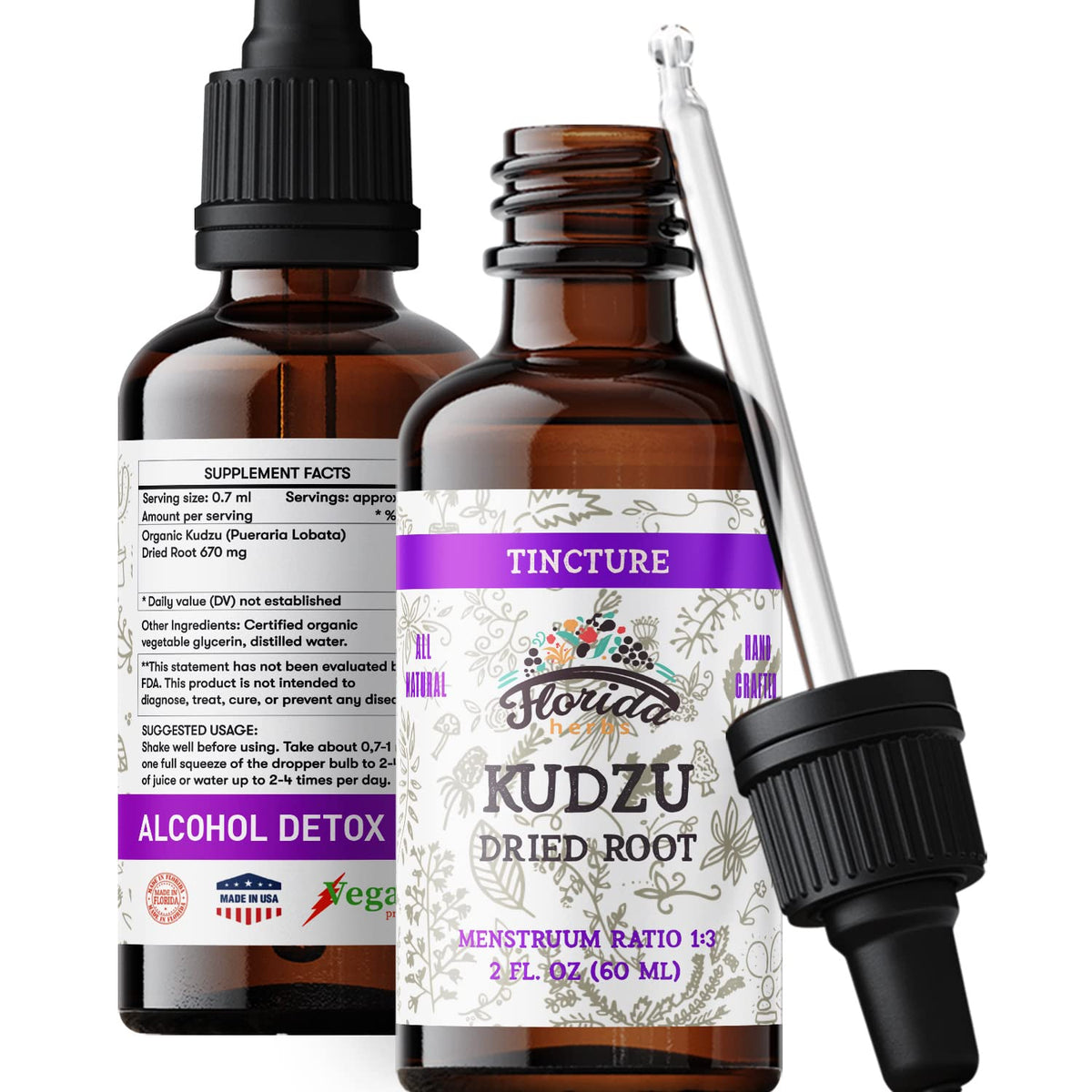 Florida Herbs Kudzu Extract bottle front – supports a healthy lifestyle as part of a daily routine.