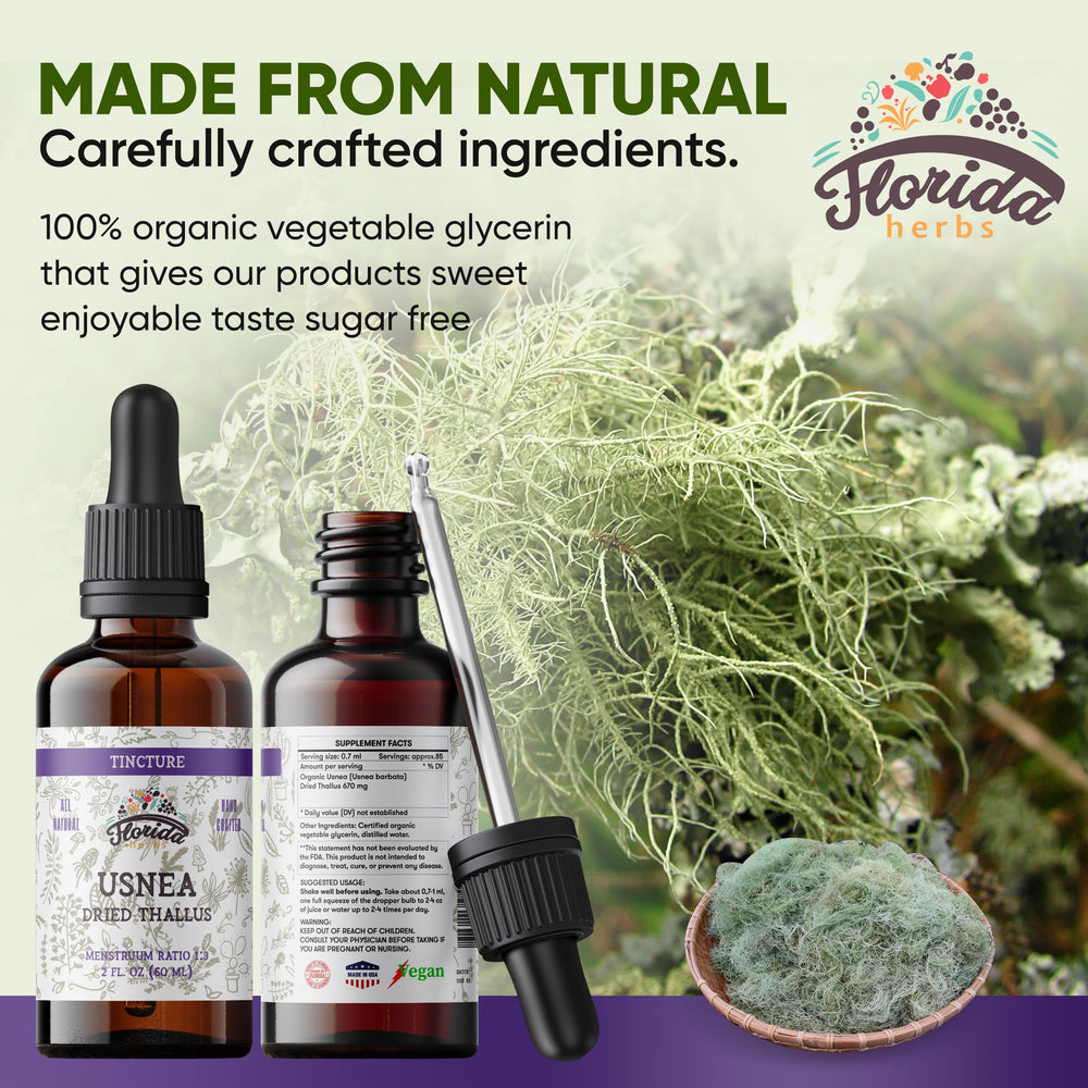 Florida Herbs organic vegetable glycerin base supports alcohol-free tincture.