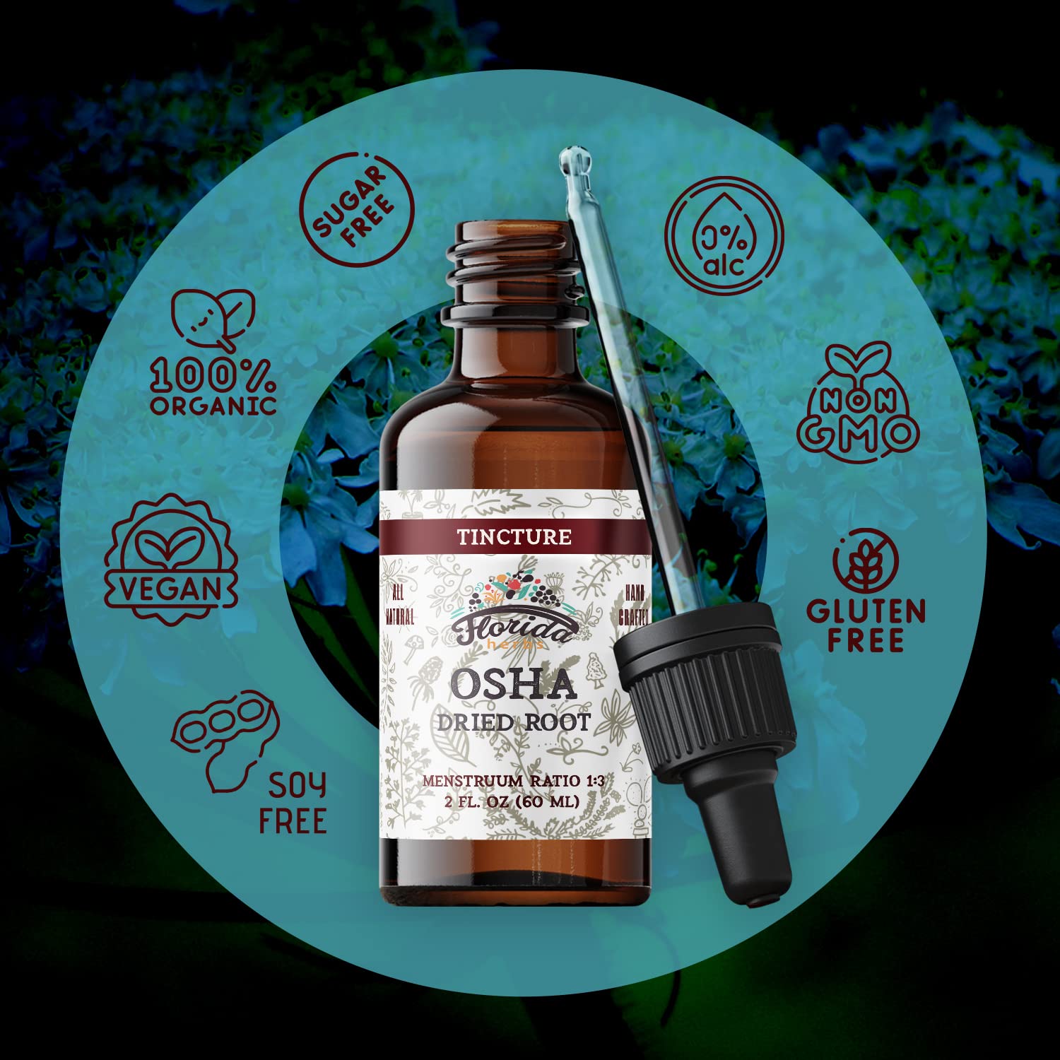 Florida Herbs OSHA Root front packaging emphasizing USA-made quality