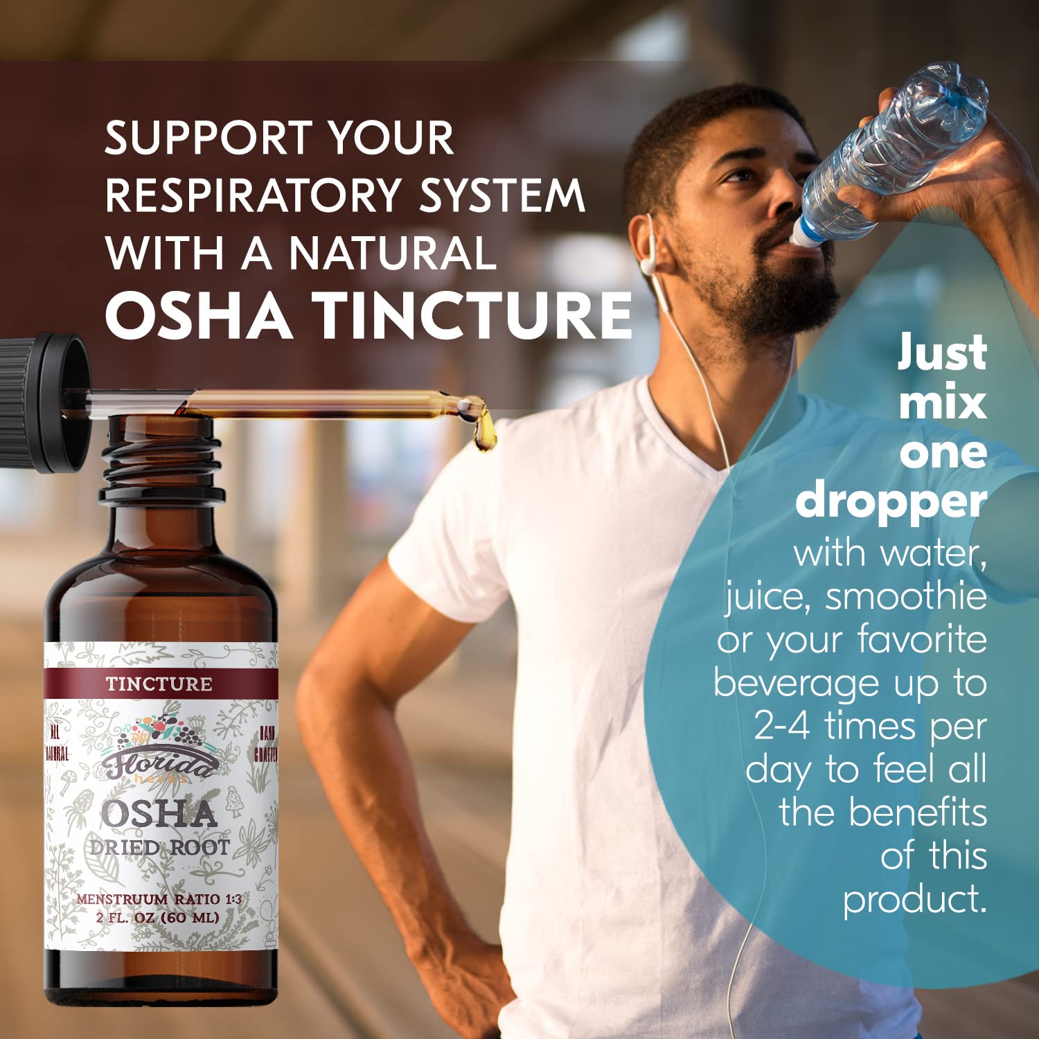 Florida Herbs OSHA Root label close-up highlighting organic ingredients