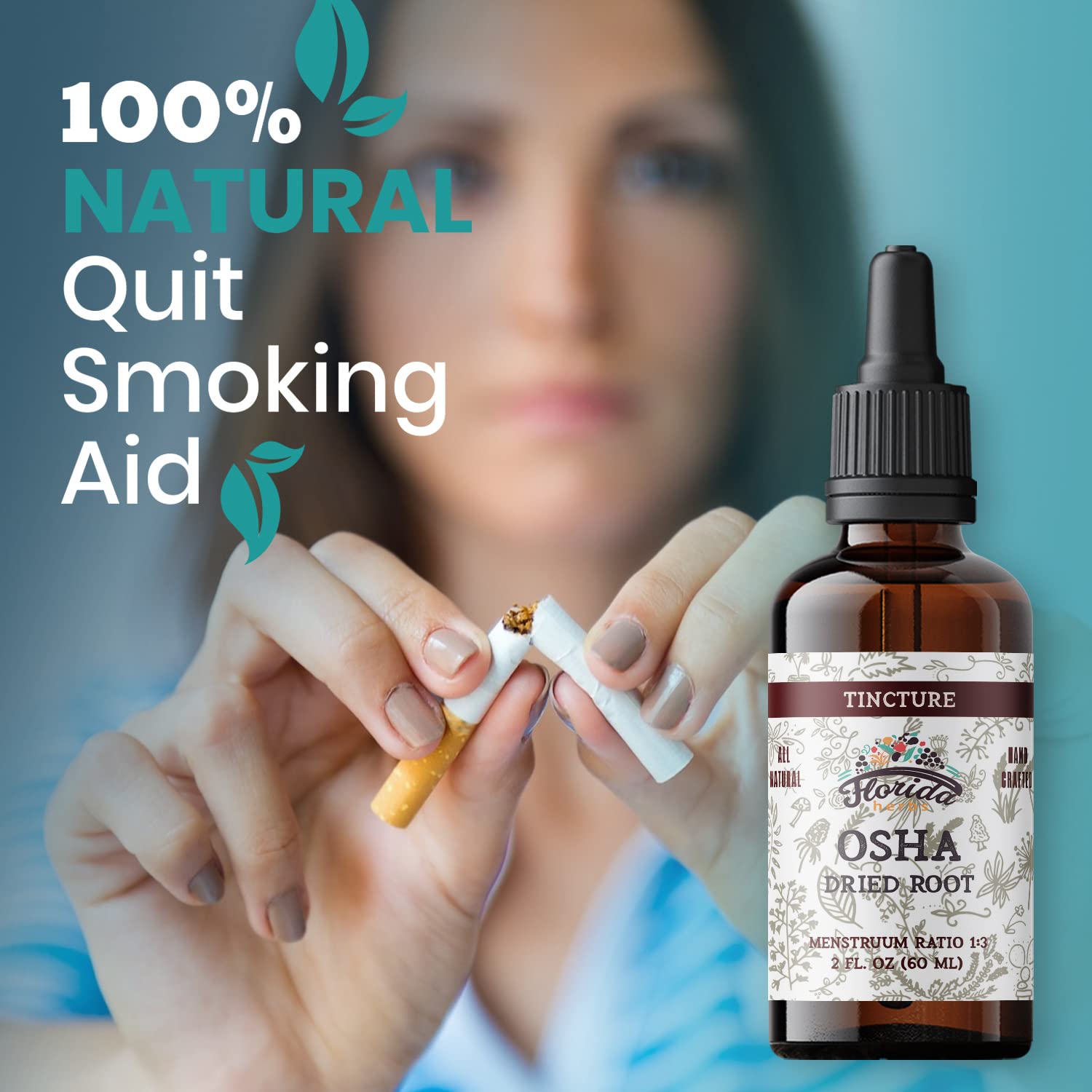 Florida Herbs OSHA Root tincture amber bottle highlighting potency and purity