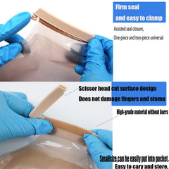 Flosmore ostomy bag clamp easy-open design for quick daily emptying.
