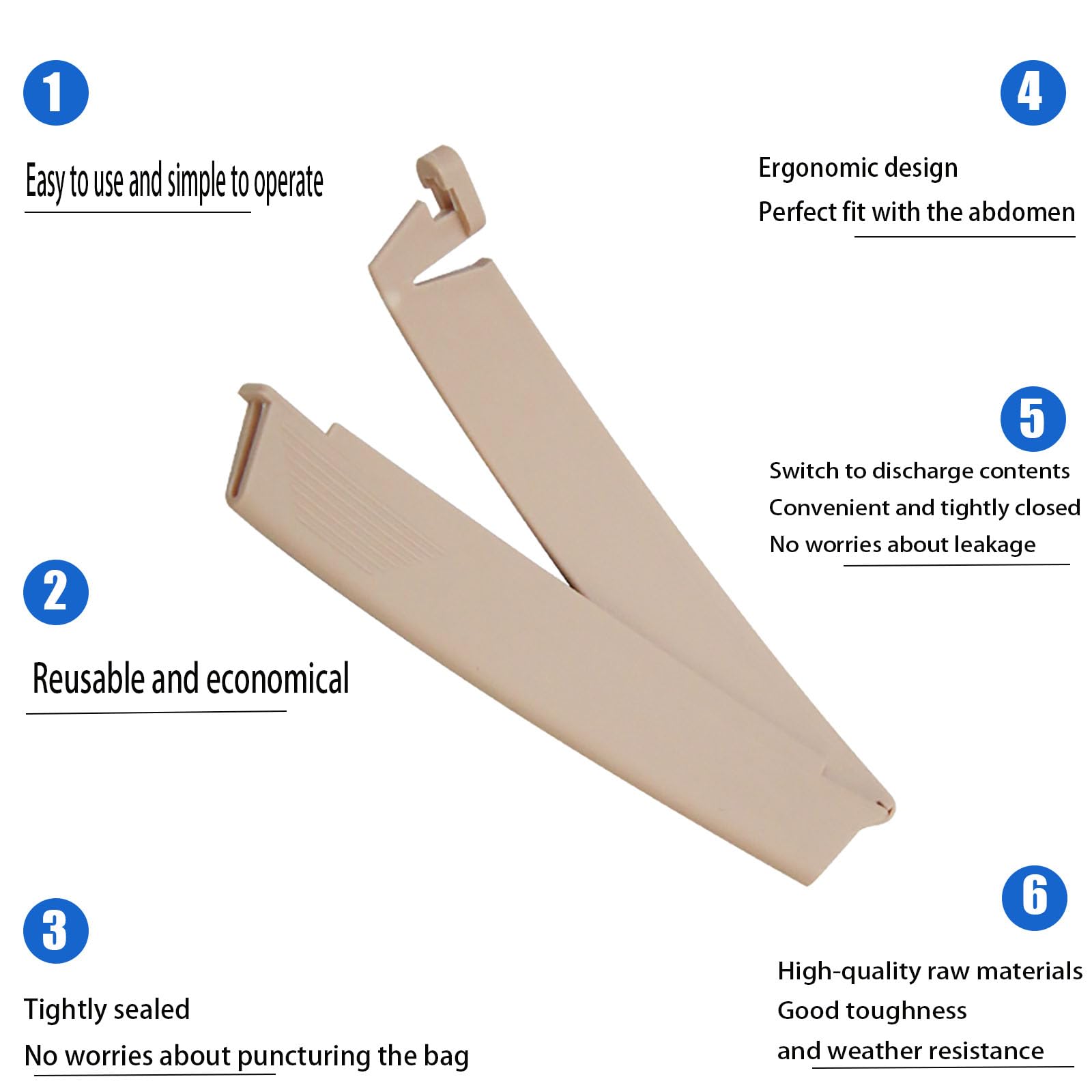 Flosmore reusable ostomy clip designed for long-term use.