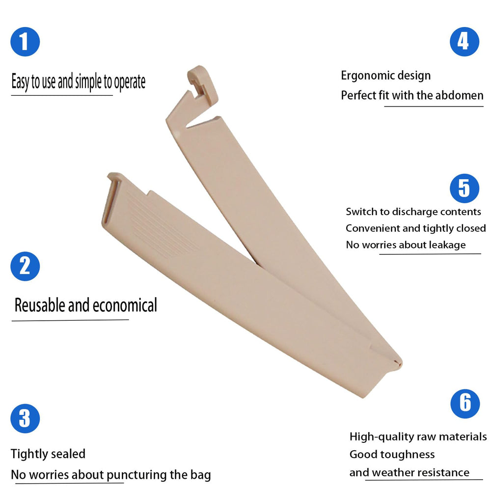 Flosmore reusable ostomy clip designed for long-term use.