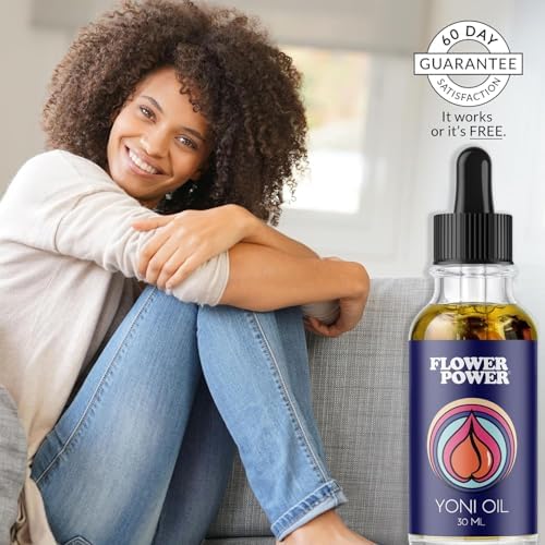 Flower Power Yoni Oil being applied for gentle intimate care.