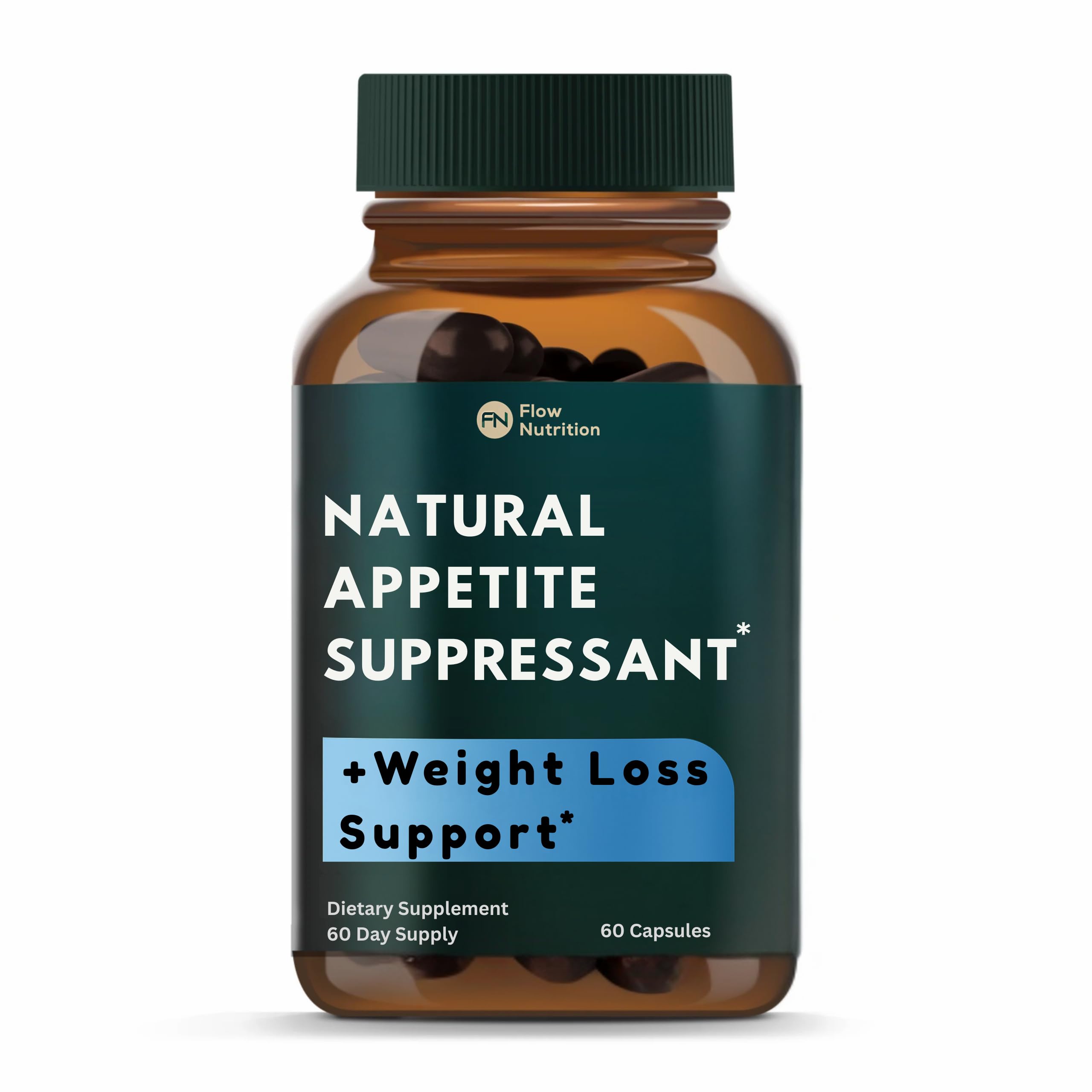 FlowNutrition natural appetite support bottle helps daily mindful eating.
