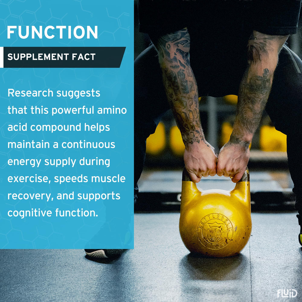 Fluid Creatine 30 servings label highlights long-term value and convenience.