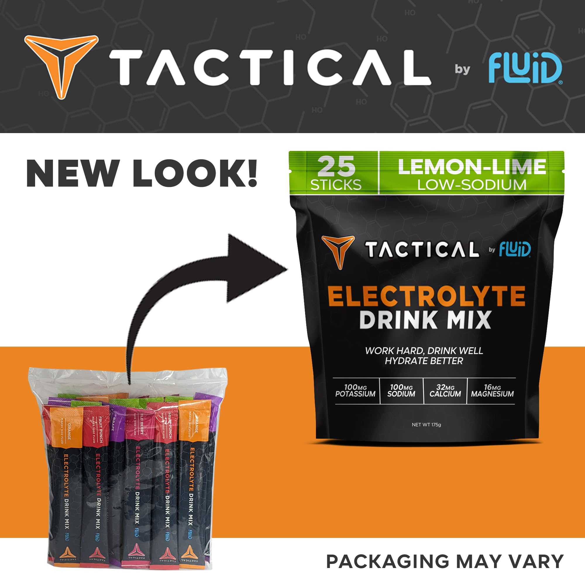 Fluid Tactical variety pack showcasing fruity flavors for daily hydration.
