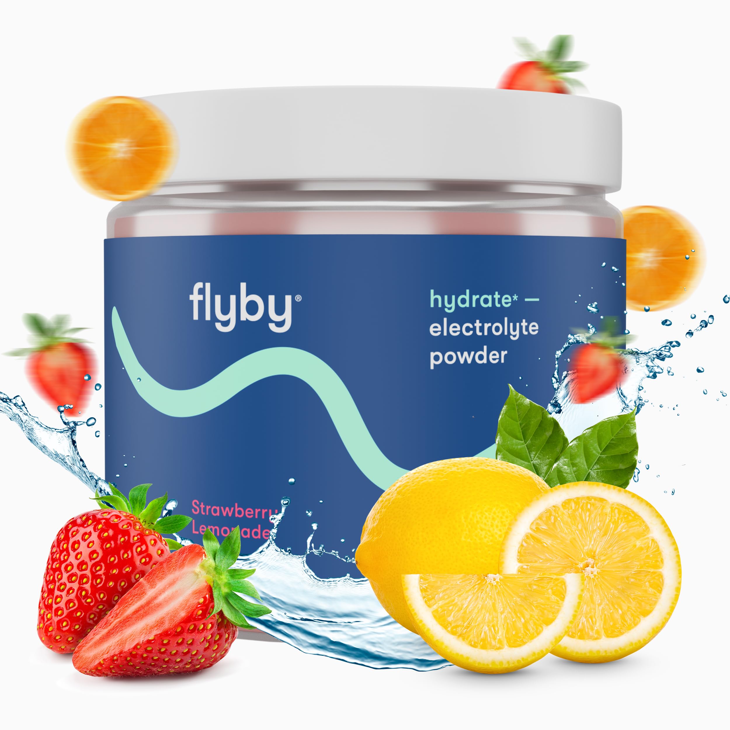 Flyby Electrolytes Strawberry Lemonade in a gym bag ready for workouts.