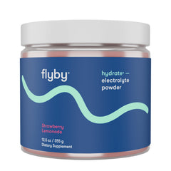 Flyby Electrolytes Strawberry Lemonade tub for daily hydration and mineral balance.