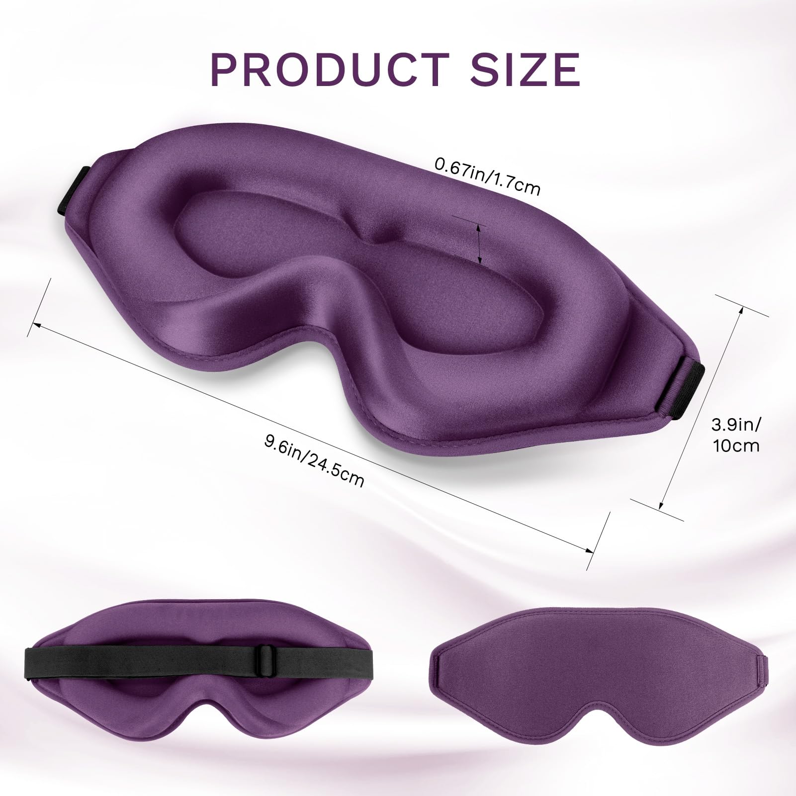 FlyCoco 3D contour eye mask side view supports zero eyelid pressure.