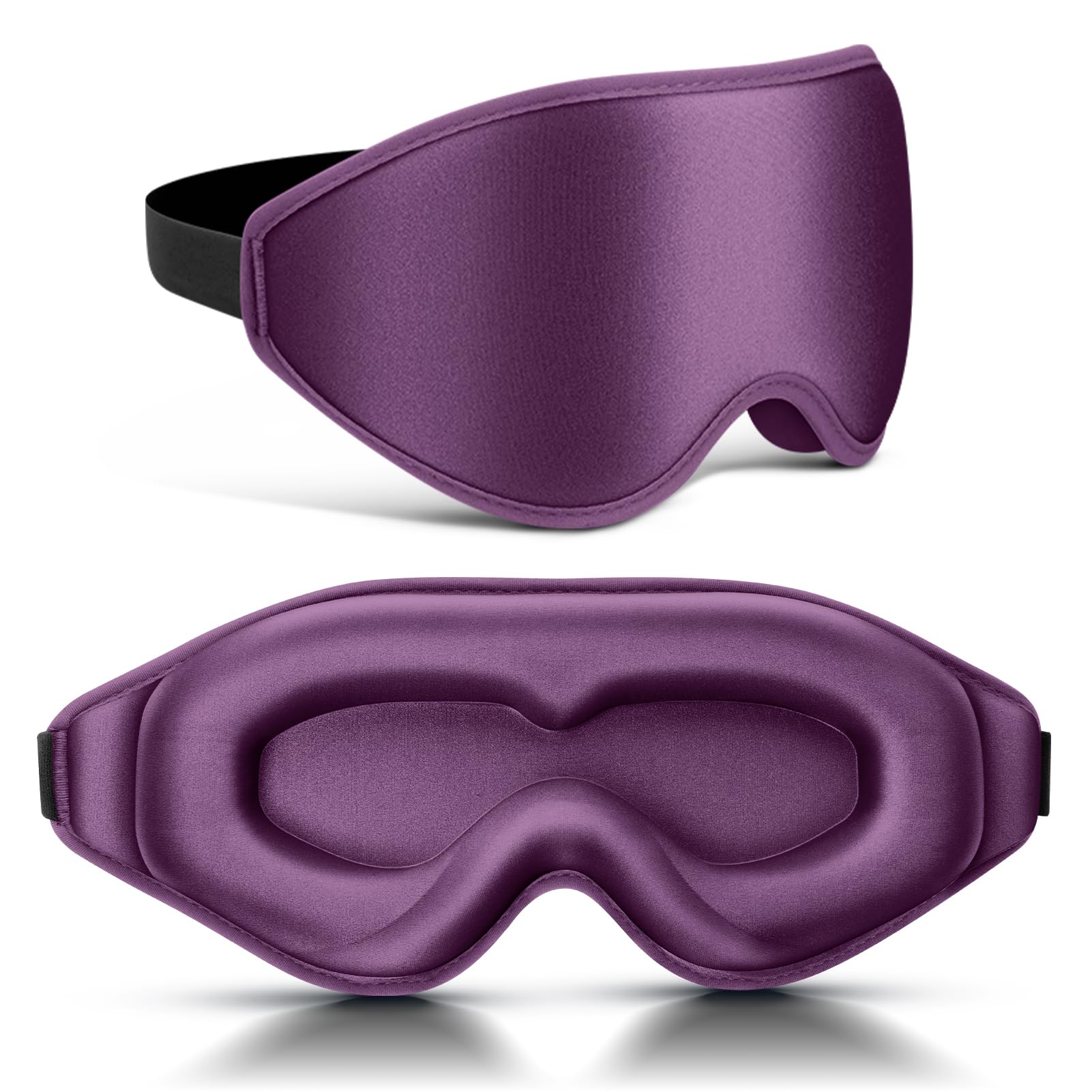 FlyCoco 99% block-out light eye mask in purple for deep sleep.