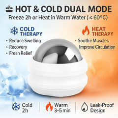 Flyfan Cold Massage Roller Ball back use for tense back muscle relief.
