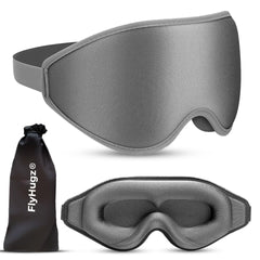 FlyHugz 3D sleep mask with contour-fit design blocks light for deep rest.