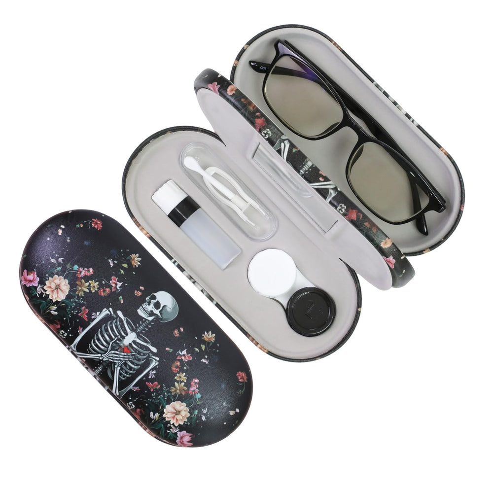 FlyingMage 2-in-1 case front view keeping glasses and lenses secure on the go
