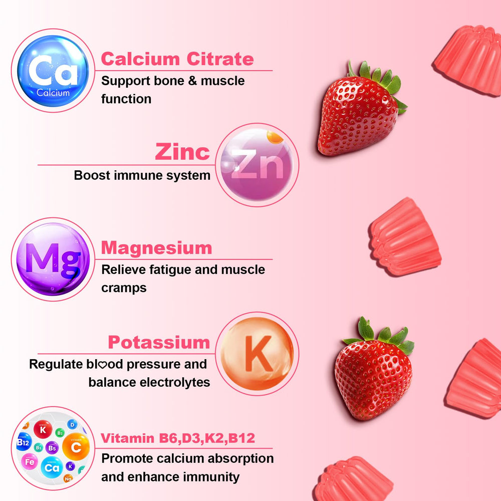 Flyrocer Calcium Citrate Gummies serving demonstrates convenient daily chew for wellness