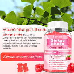 Label image of Flyrocer Ginkgo Biloba Gummies showing vegan and gluten-free ingredients