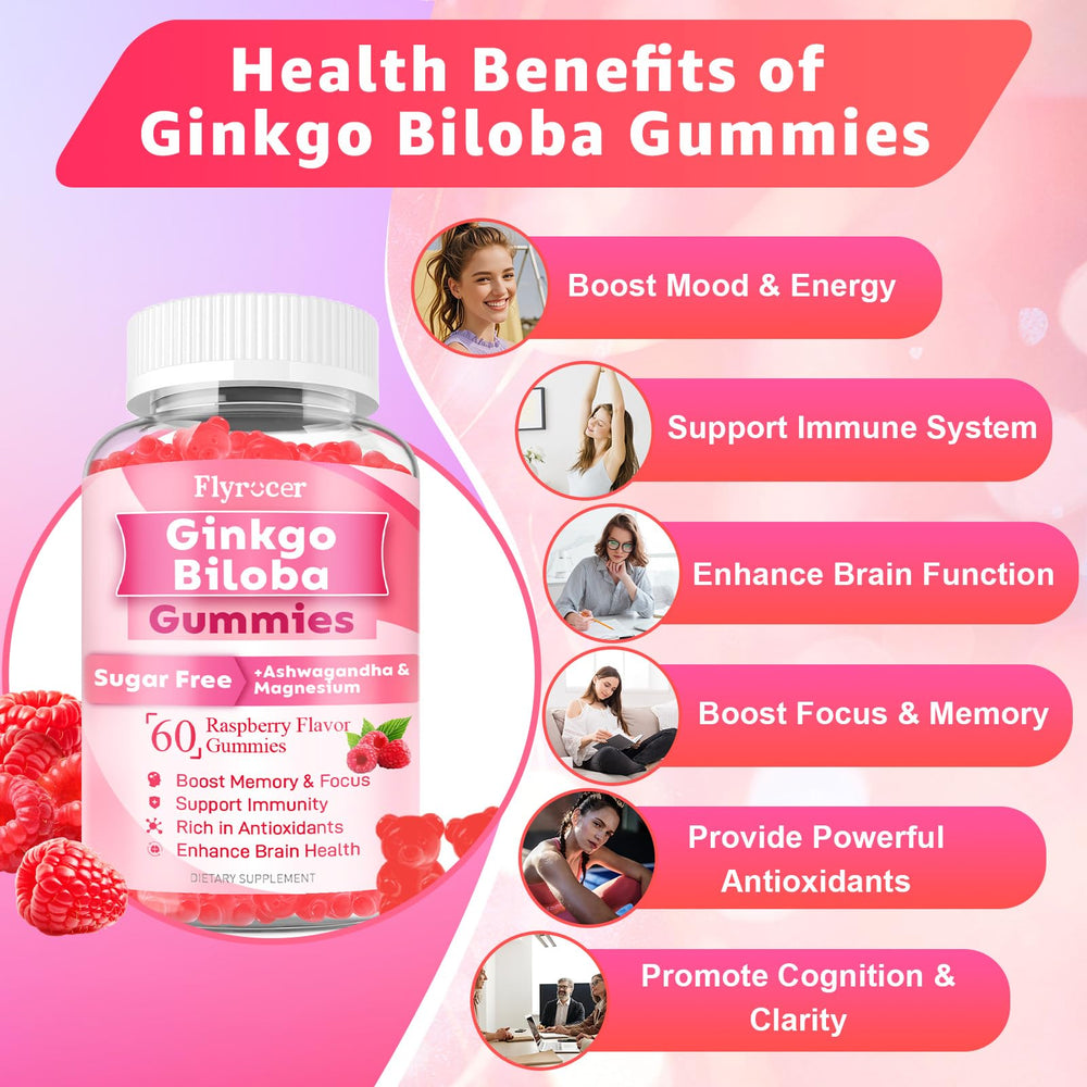 Close-up of Flyrocer Ginkgo Biloba Gummies texture and raspberry chew