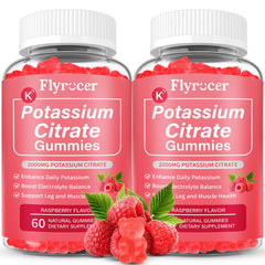 Flyrocer potassium citrate gummies bottle promotes daily electrolyte balance and convenient intake.
