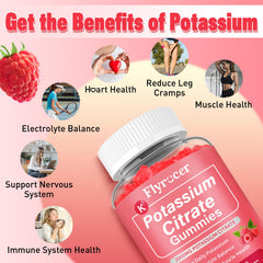 Gummies spill emphasizes easy, tasty daily potassium for muscle function.