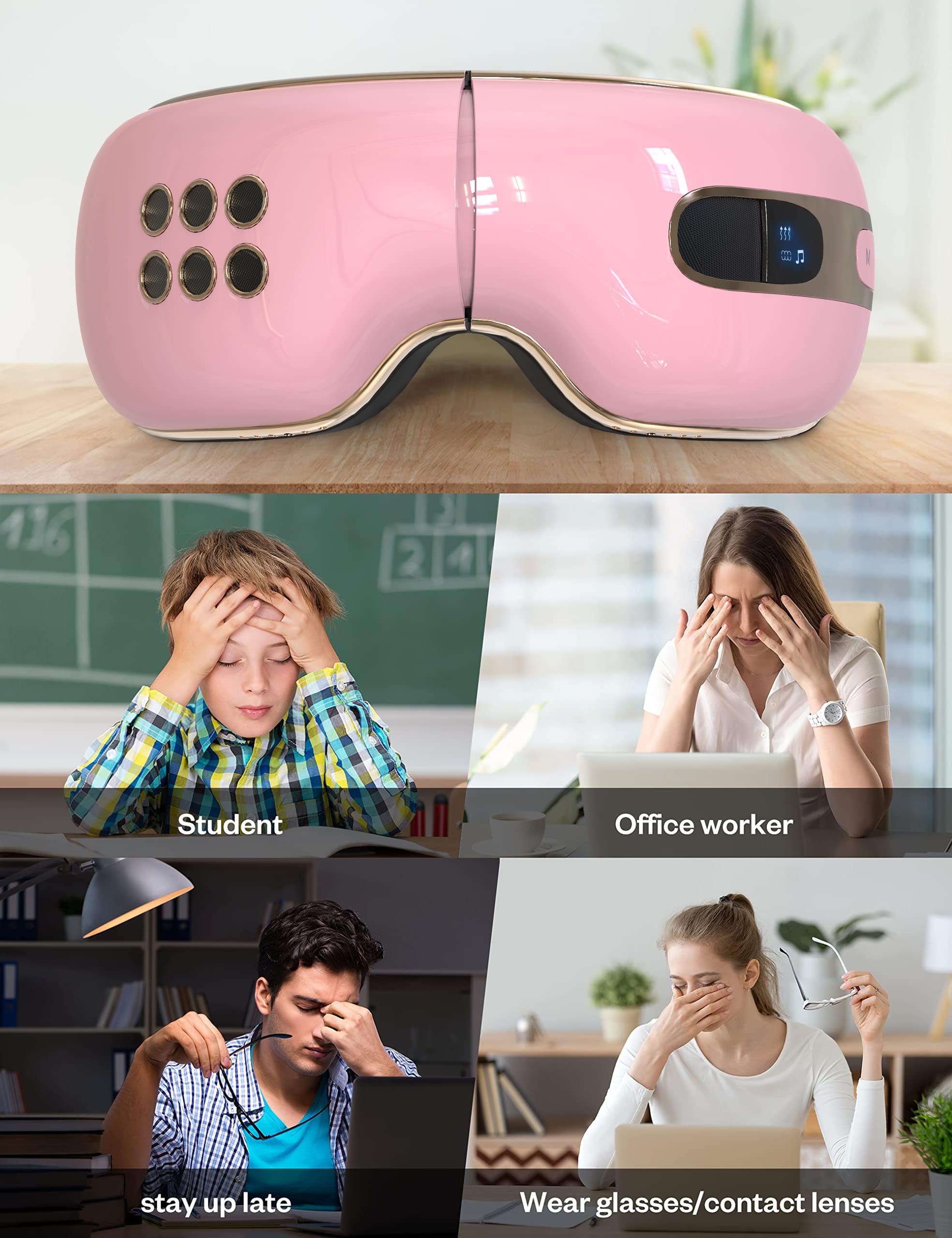 fmlave eye massager skin-friendly leather headband for soft wear