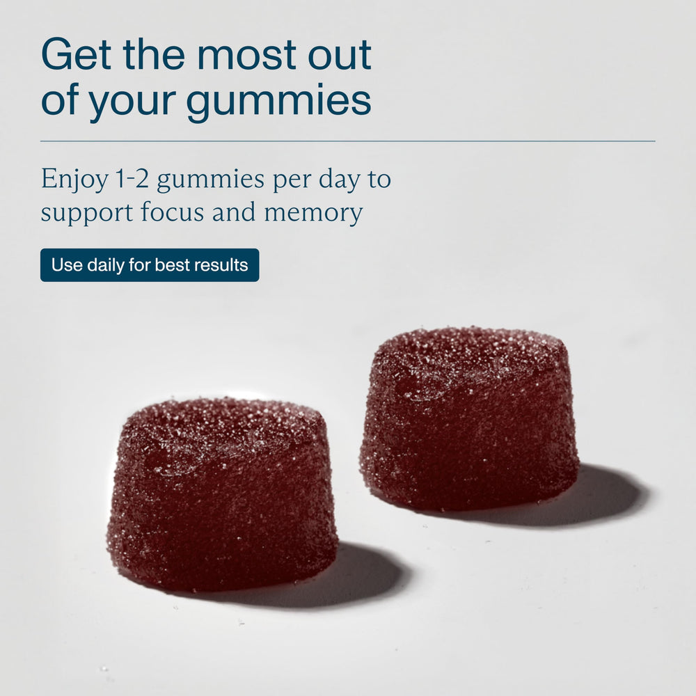 FOCL Lions Mane Gummies packaging closeup showing mixed berry texture