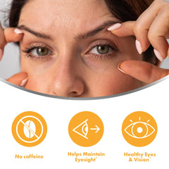 Focus Factor ingredients closeup featuring lutein and zeaxanthin for eye support.
