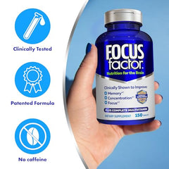 Capsules close-up showing easy daily supplementation with Focus Factor.