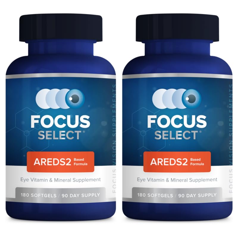 Focus Vision Supplements Focus Select AREDS2 bottle promotes ocular health.