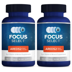 Focus Vision Supplements Focus Select AREDS2 bottle promotes ocular health.