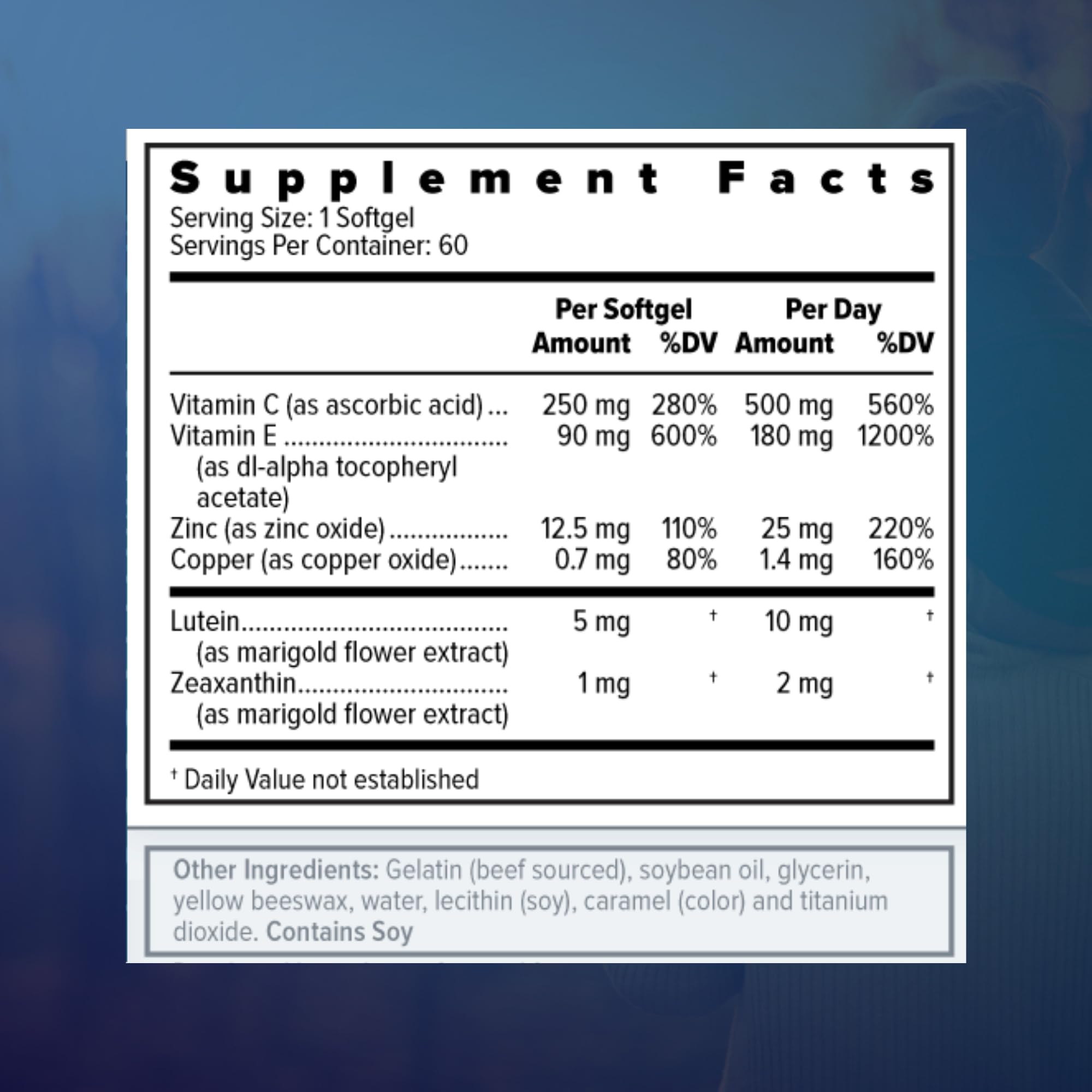 Focus Select AREDS2 softgel close-up for easy daily dosing.