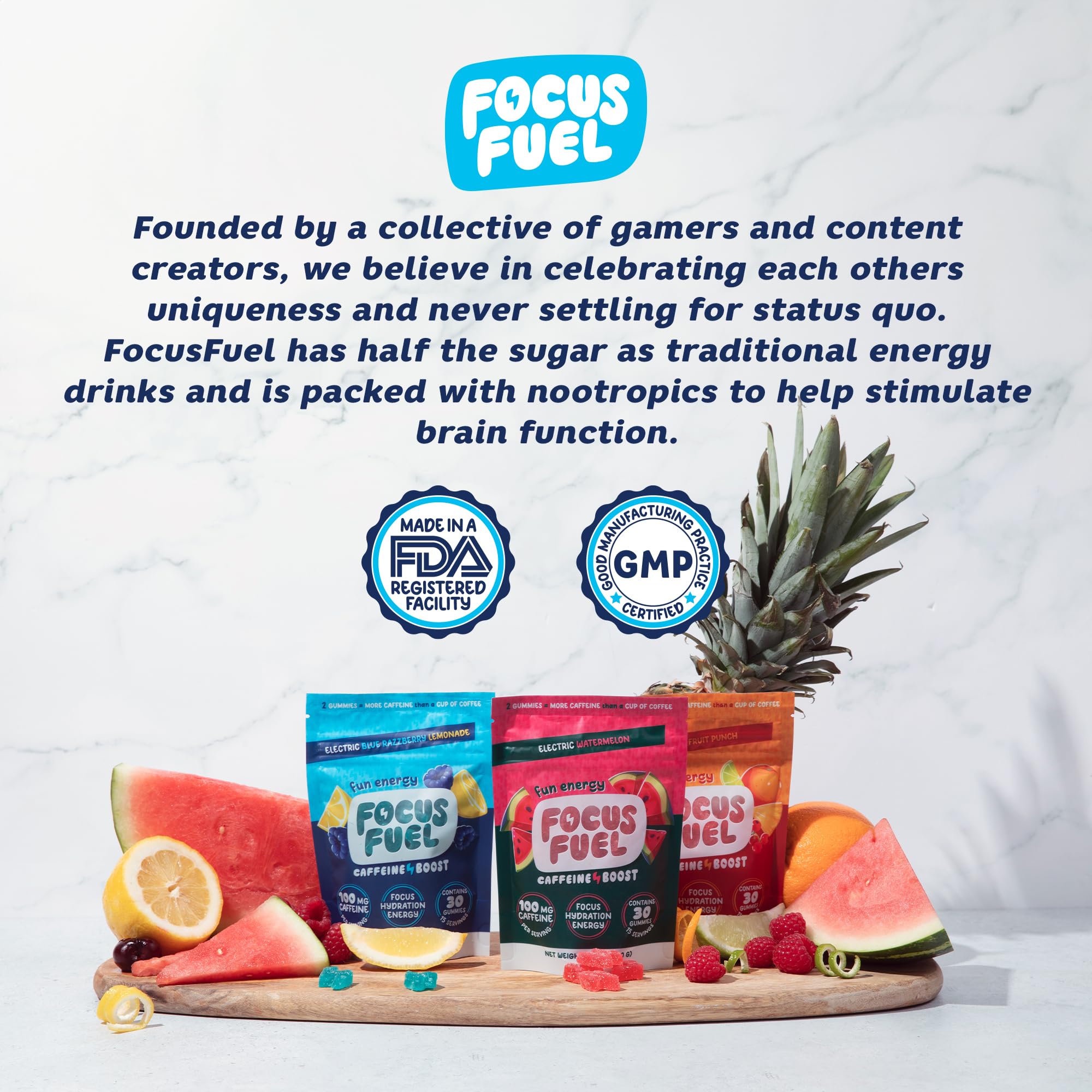 FocusFuel glossy chew texture close-up showing color and shine.