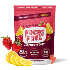 FocusFuel Energy Chews Strawberry Lemonade packaging, ideal for on-the-go focus.