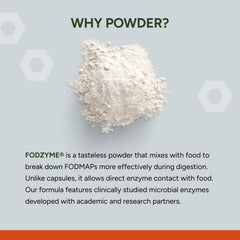 FODZYME mixing with food to optimize digestion and comfort.