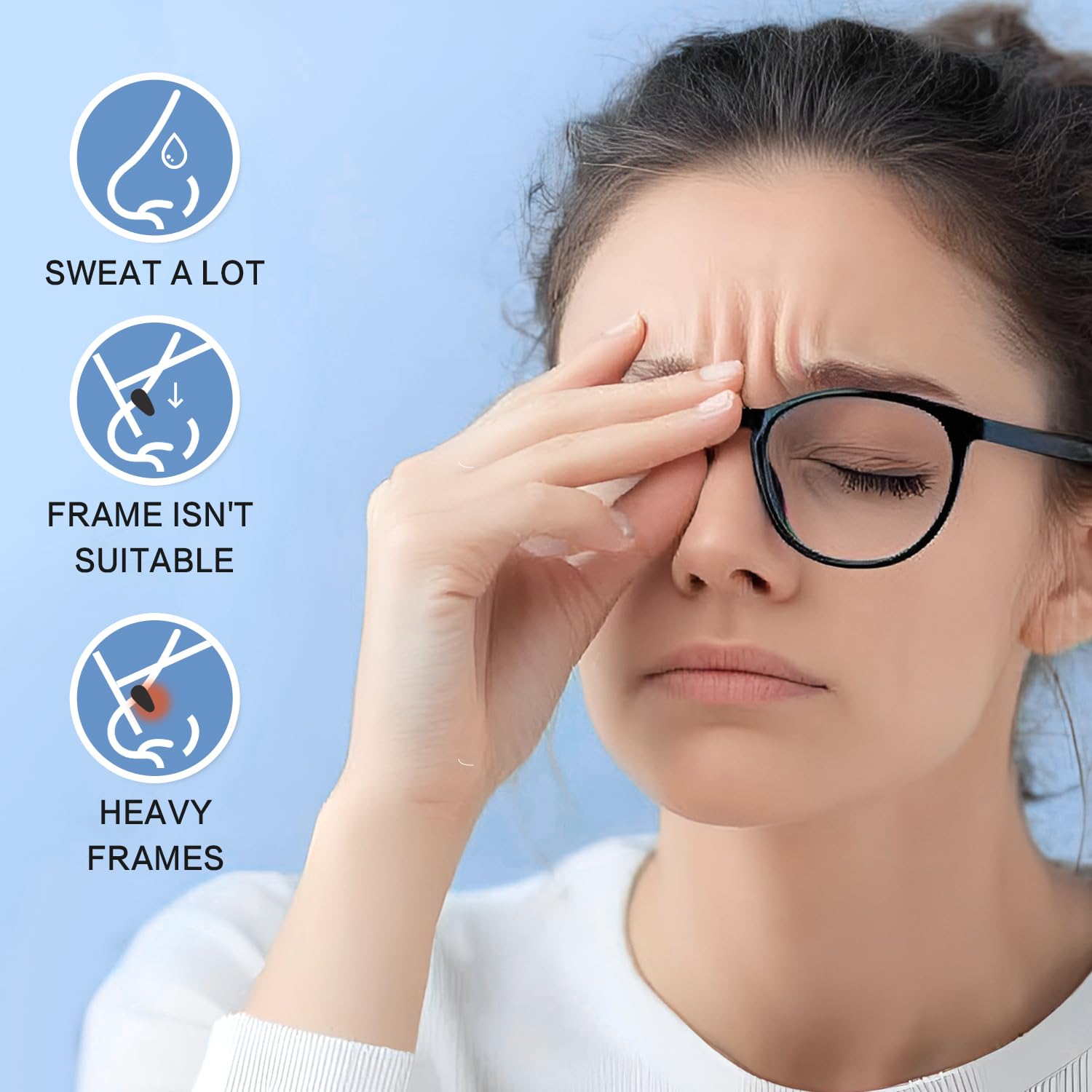 FOFALY glasses with nose pads on the nose area for secure fit.