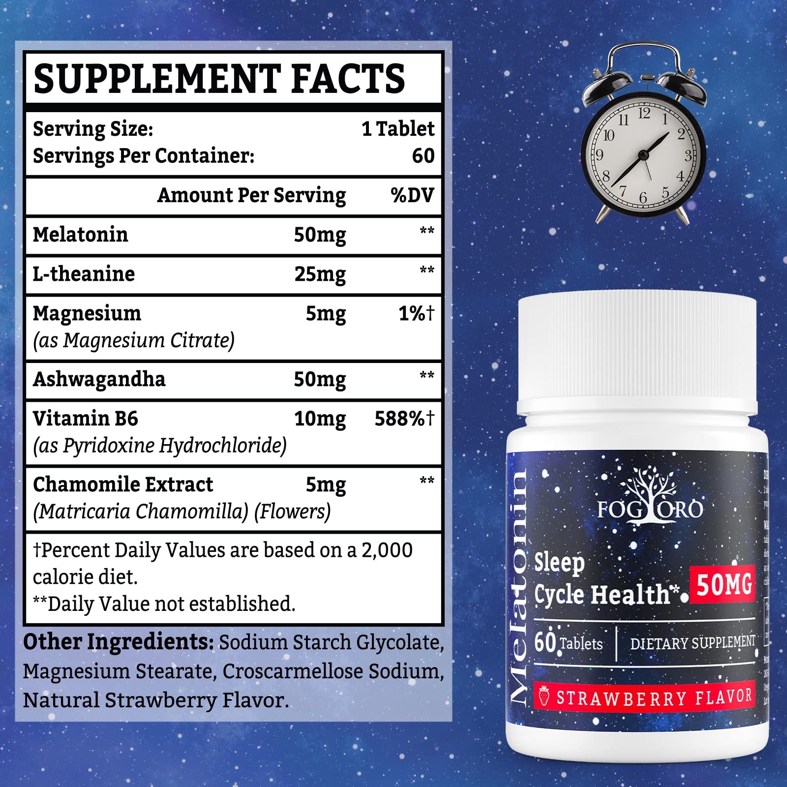 Fogoro Melatonin in a cozy bedroom scene conveys a peaceful sleep environment.