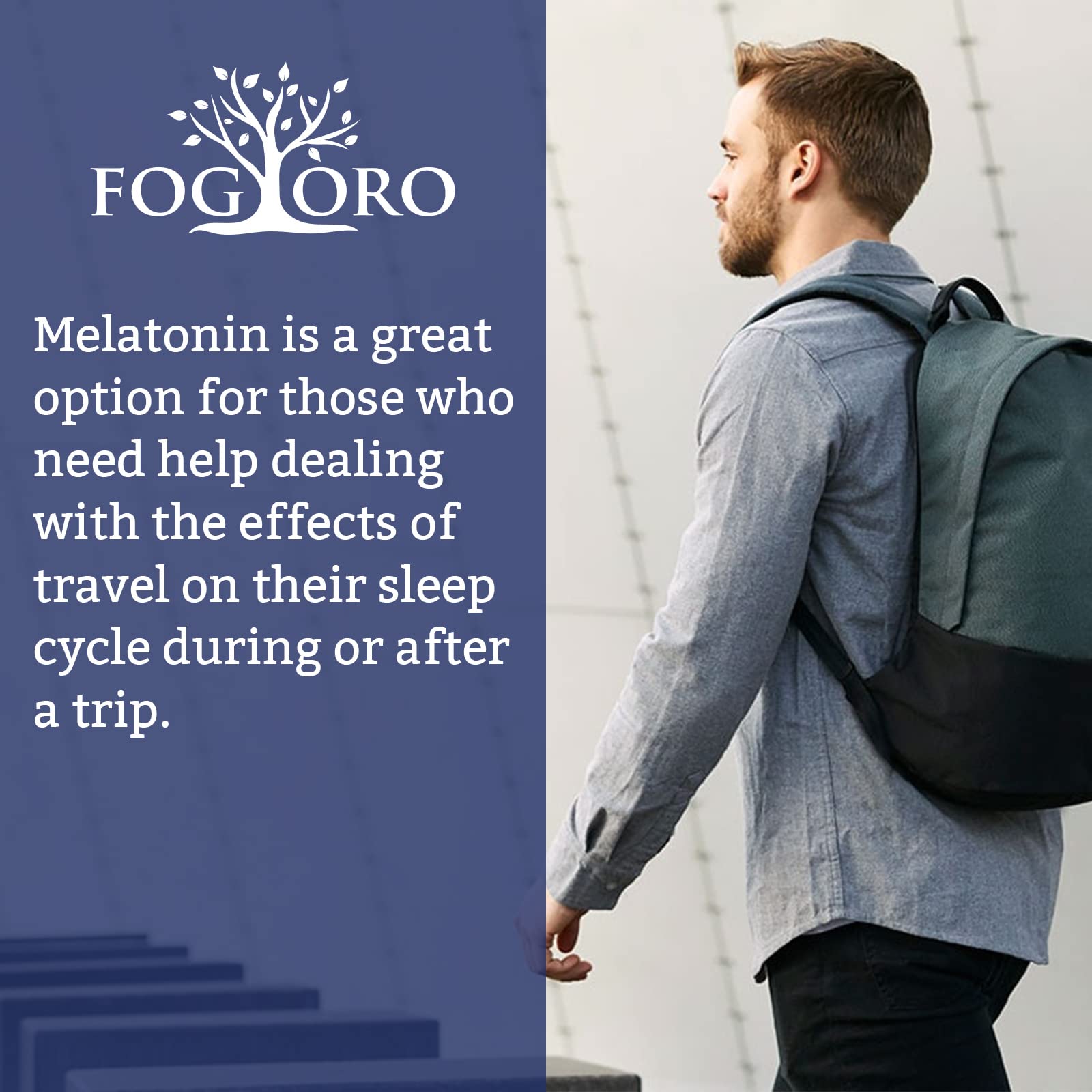 Fogoro Melatonin in a nighttime routine setup suggests easy nightly use.
