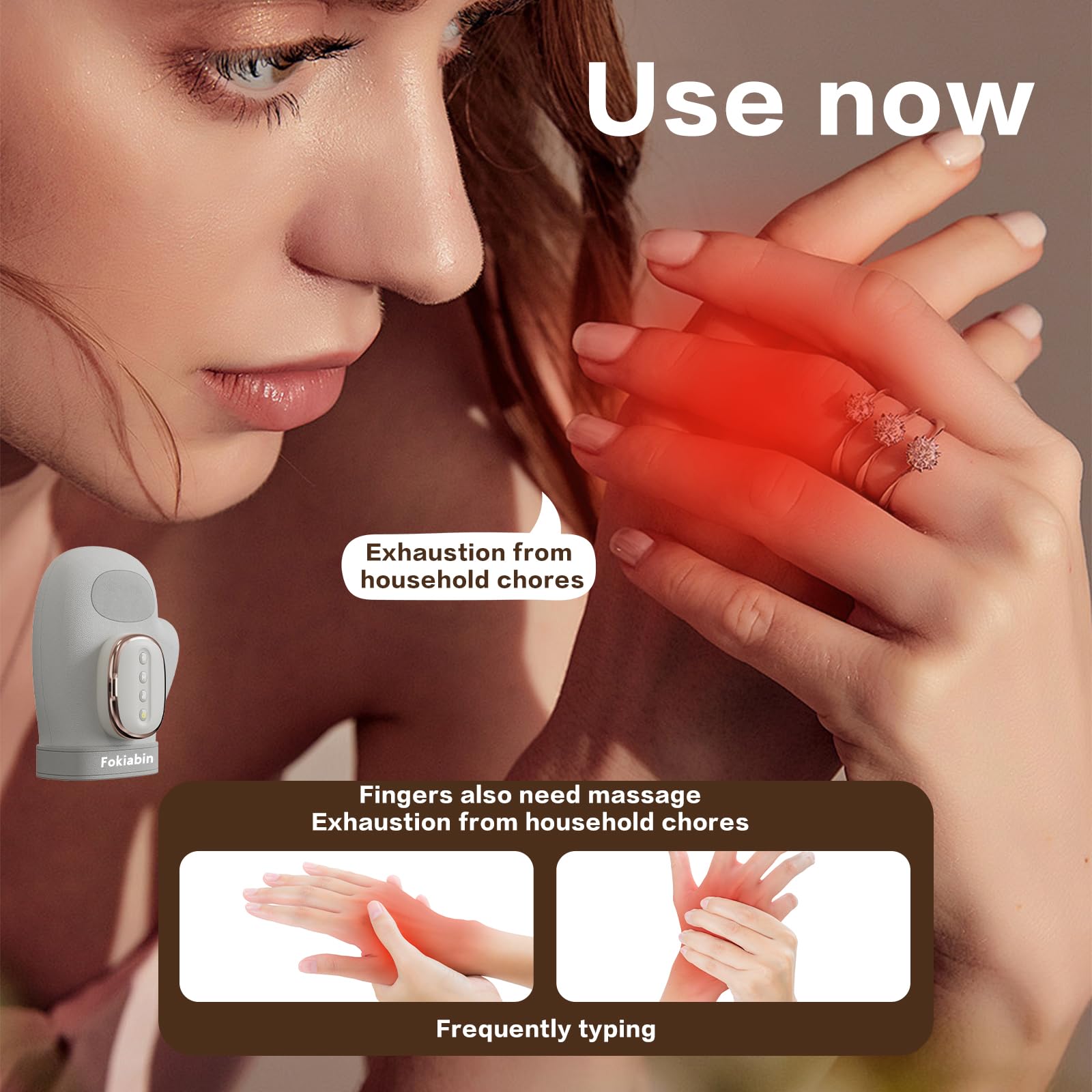 Fokiabin hand massager safety indicators and auto shut-off for peace of mind