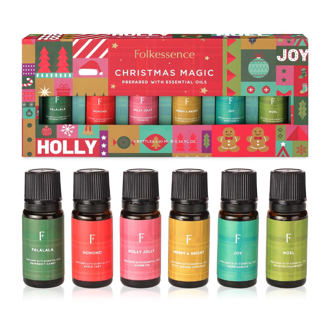 Folkulture Christmas Oils Set packaging displays a festive gift-ready box