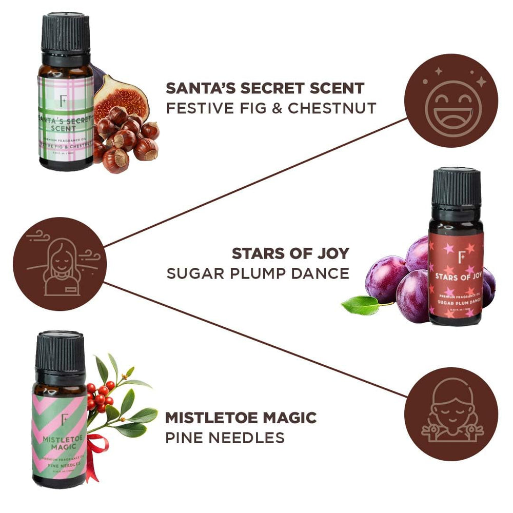 Pine diffuser oil evokes outdoorsy freshness and Christmas trees.