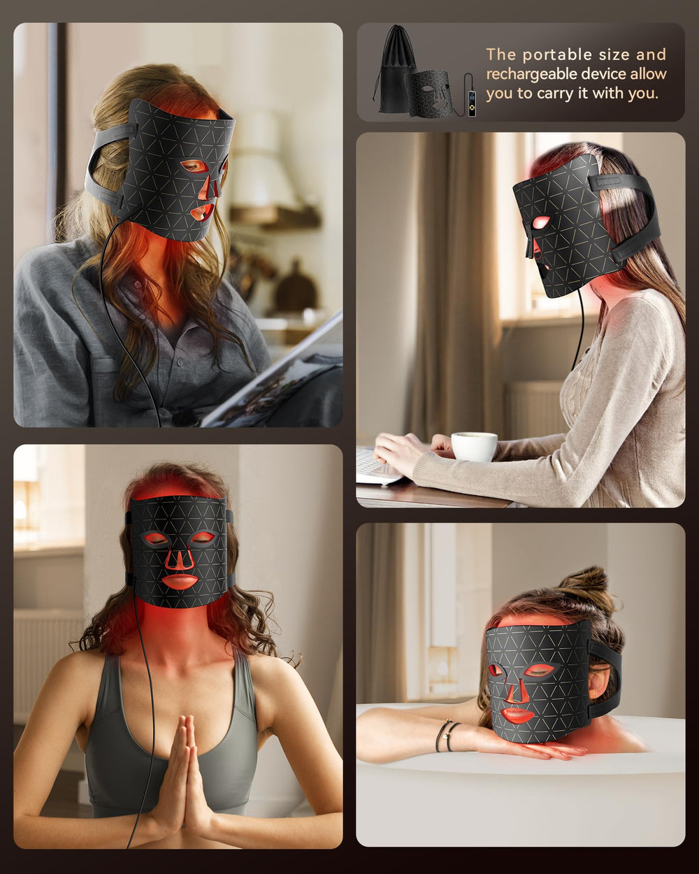 FOLOKE LED Light Therapy Mask battery indicator helps plan sessions.