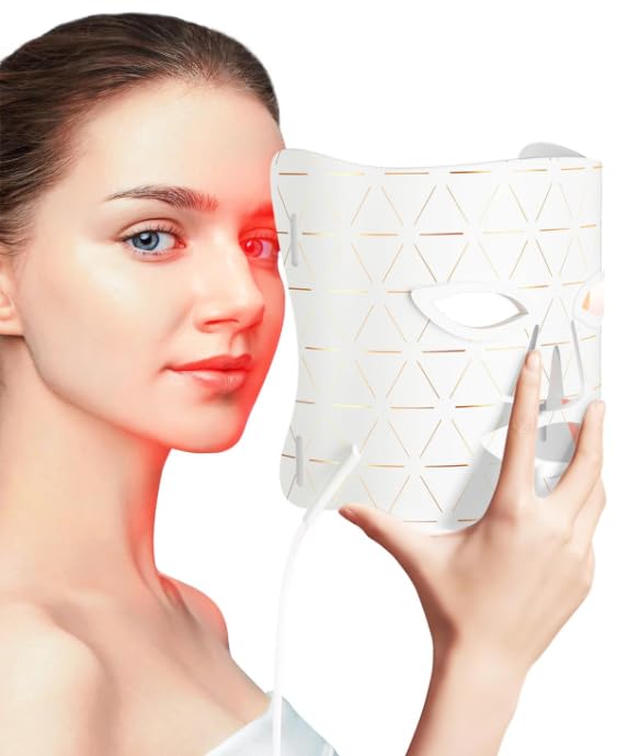FOLOKE LED therapy mask front view glows softly for at-home care